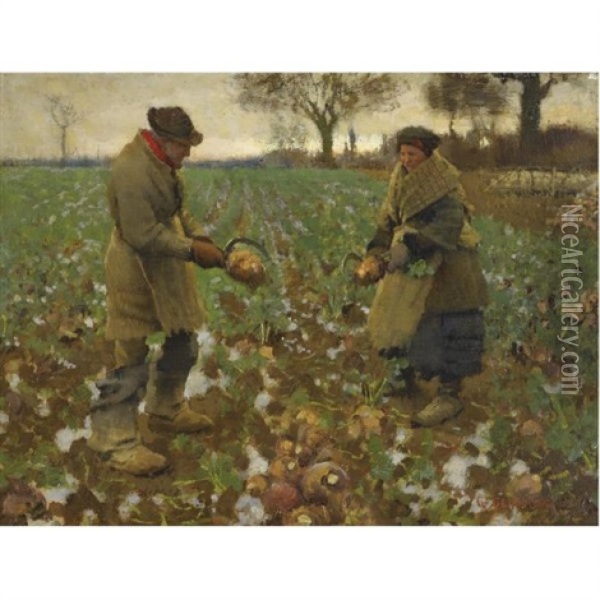 December Oil Painting - Sir George Clausen