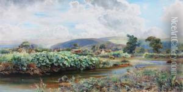 Riverside Pastures Oil Painting - Augustus Charles Wyatt