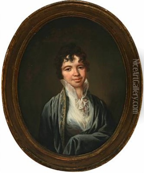 Portrait Of Mr. Johan Ludwig Heining's Second Wife Oil Painting - Christian August Lorentzen