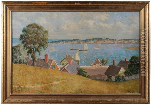 New England Harbor Oil Painting - Harold W. Cheney