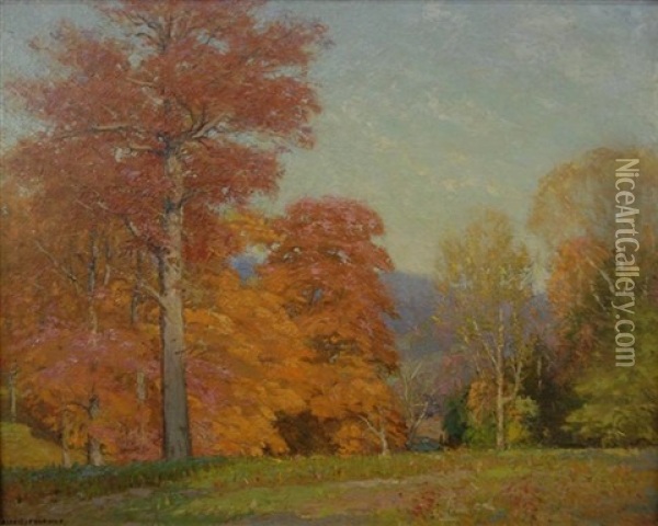 Glorious Autumn, East Aurora, New York Oil Painting - Alexis Jean Fournier