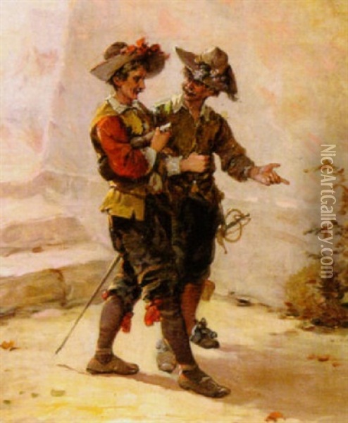 Two Soldiers Oil Painting - Eugene Appert