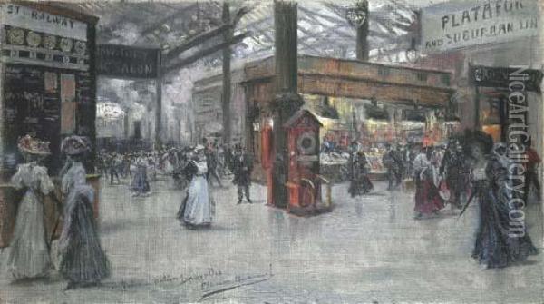 Victoria Station Oil Painting - Eugenio Alvarez Dumont