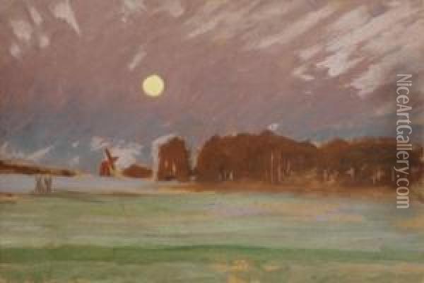 Landschaft Im Mondschein Oil Painting - Am Hans Ende