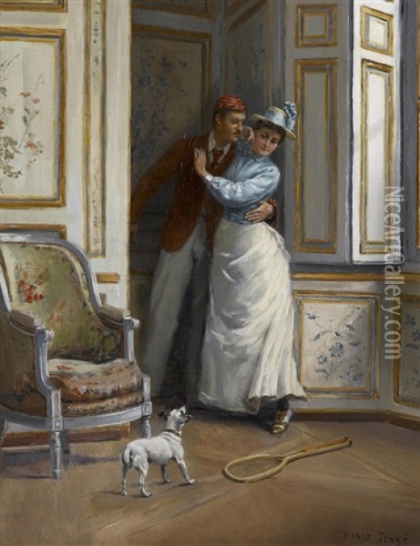 A Surprise Oil Painting - Charles Henry Tenre