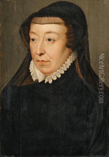 Portrait De Catherine De Medicis En Buste Oil Painting - Francois Clouet