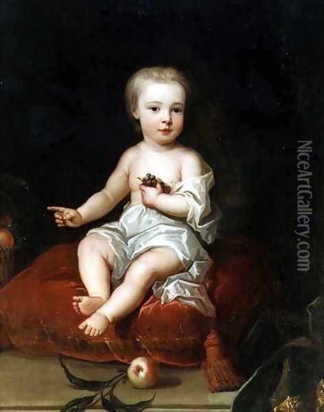 Portrait of Holles St John 1710-38 youngest son of Henry 1st Viscount St John as a child Oil Painting - Charles Jervas