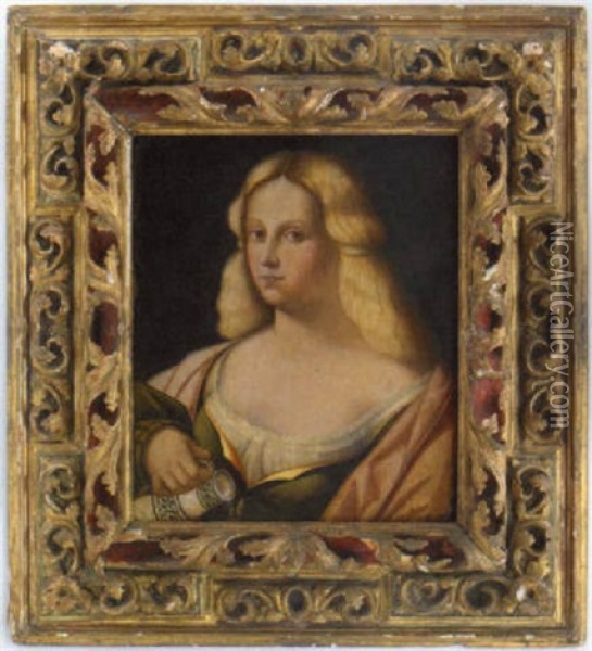 A Portrait Of A Lady Oil Painting - Jacopo Palma il Vecchio