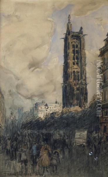 La Tour Saint Jacques, Rue De Rivoli Oil Painting - Frank Myers Boggs