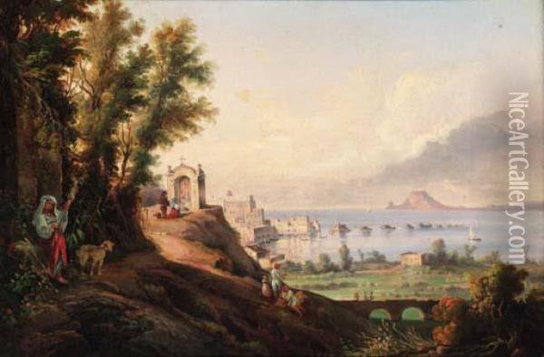 A Veduta Of Pozzuoli, And The Gulf Of Baia Oil Painting - Giacinto Gigante