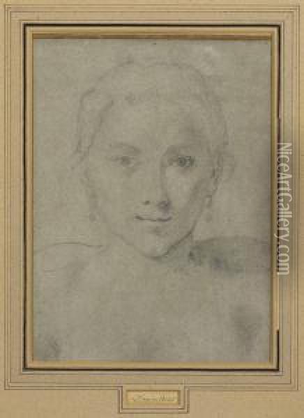 Study Of A Young Woman Oil Painting - Domenico Zampieri (Domenichino)