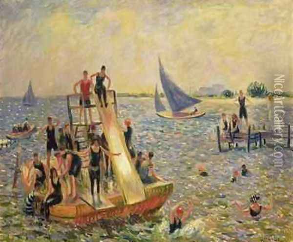 The Float or The Raft Oil Painting - William Glackens