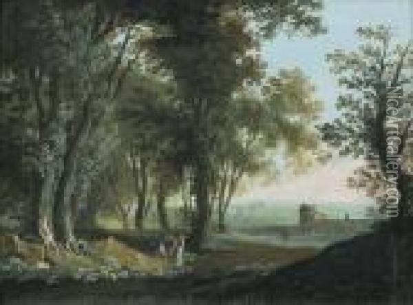 Paysage Au Pont Oil Painting - Louis-Philippe Crepin