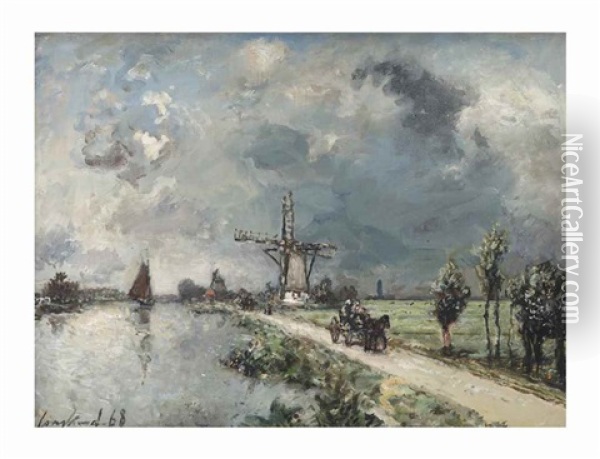 La Route Pres De Rotterdam, Effet De Pluie Oil Painting - Johan Barthold Jongkind