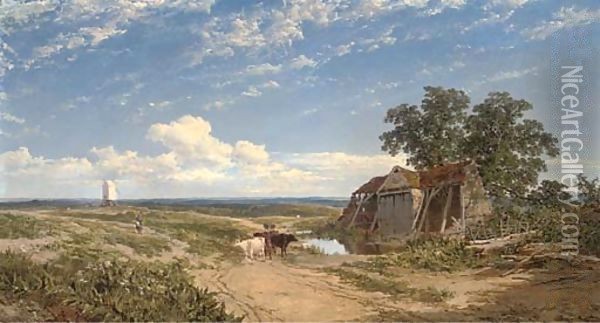 Near Missenden, Buckinghamshire Oil Painting - Edmund John Niemann, Snr.