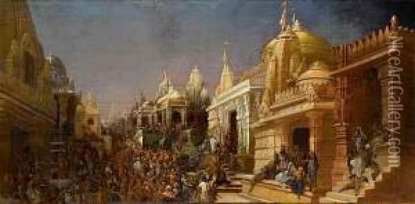 Orientalische Stadt Mit Einem Umzug Oil Painting - Anton Seder