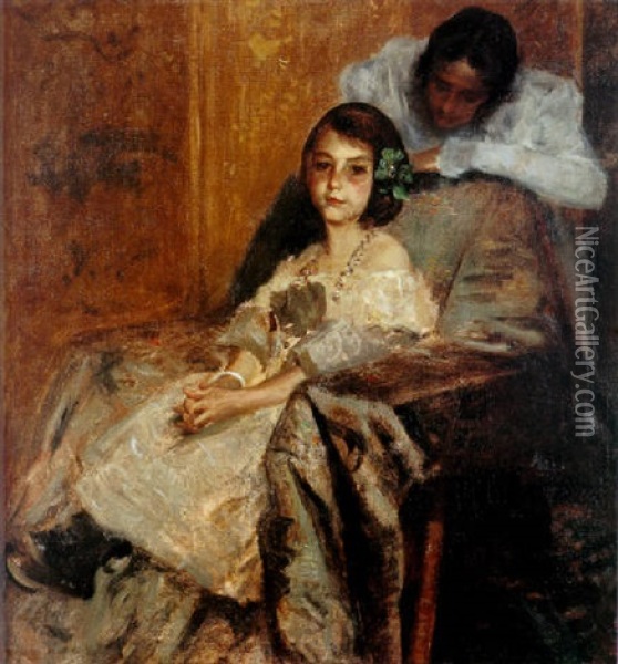 Dorothy And Her Sister Oil Painting - William Merritt Chase