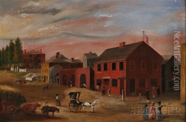 Old Four Corners, Junction Of Union And Water Streets, New Bedford, Massachusetts Oil Painting - William Allen Wall