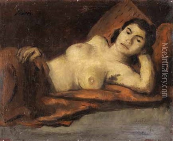 Liegender Weiblicher Akt Oil Painting - Johann Robert Schuerch