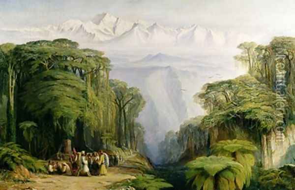 Kinchinjunga from Darjeeling Oil Painting - Edward Lear