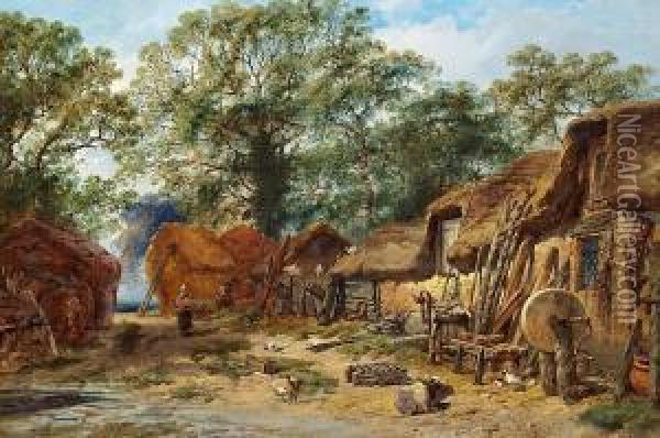 Back On A Old Farmhouse, Stoborough Near Wareham, Dorset Oil Painting - William Pitt