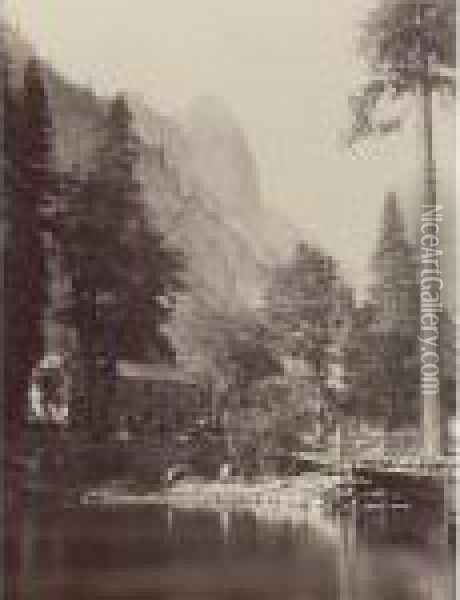 Hutchings Hotel, Yosemite Oil Painting - Carleton E. Watkins