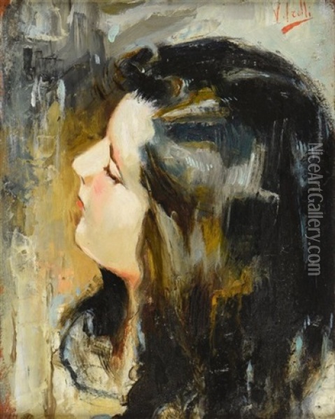 Jeune Femme De Profil Vers La Droite Oil Painting - Vincenzo Irolli
