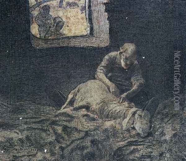 The Sheep Shearer Oil Painting - Giovanni Segantini