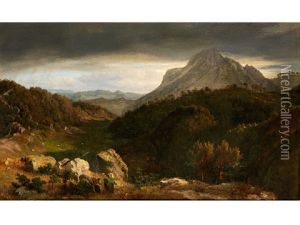 Bergige Abendlandschaft Oil Painting - Johann Wilhelm Schirmer