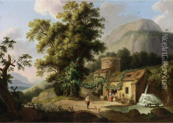 A View Of The Copper-mill In Vietri Oil Painting - Jacob Philipp Hackert