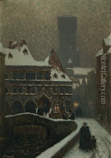 Winterabend In Der Stadt Oil Painting - Carl (Karl, Charles) O'Lynch of Town