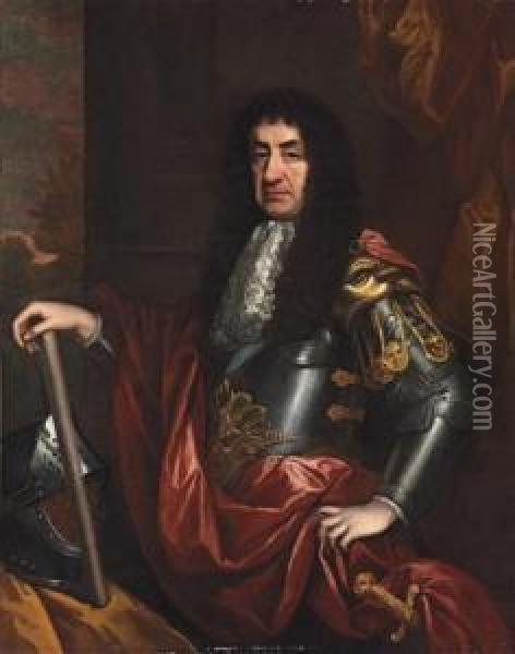 Portrait Of King Charles Ii Oil Painting - John Riley