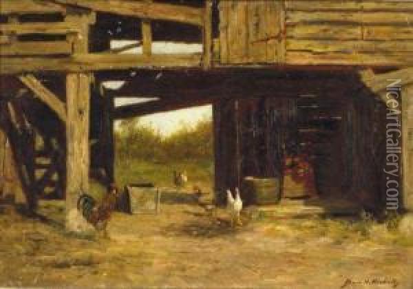 Farmyard Oil Painting - Burr H. Nicholls