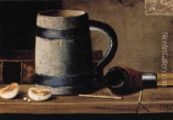 Mug And Pipe On A Table Oil Painting - John Frederick Peto