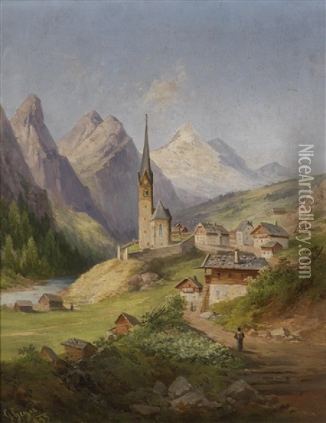 Blick Auf Heiligenblut Oil Painting - Georg Geyer