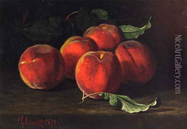 Table Top Still Life of Peaches Oil Painting - Edward Chalmers Leavitt