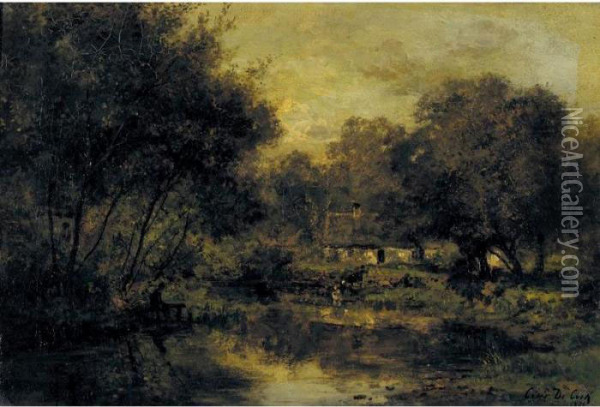 Landscape With Cottage Oil Painting - Cesar De Cock