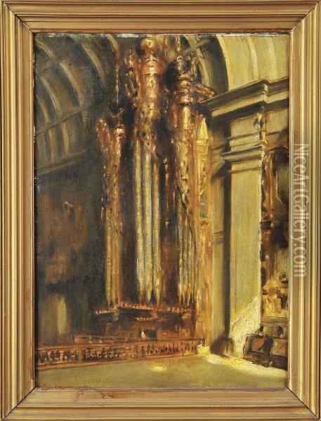 Interior De Igreja Oil Painting - Antonio Carneiro