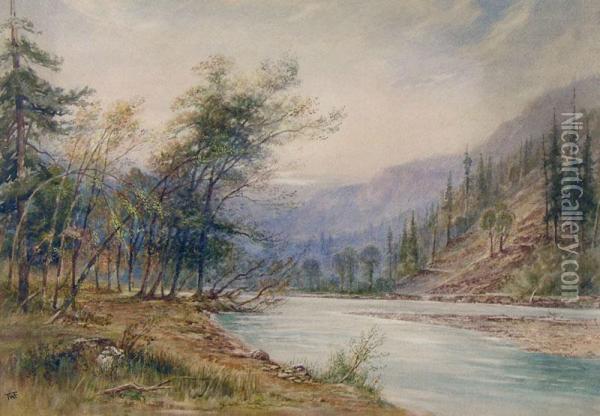Cheakamus River, B.c Oil Painting - Thomas William Roberts