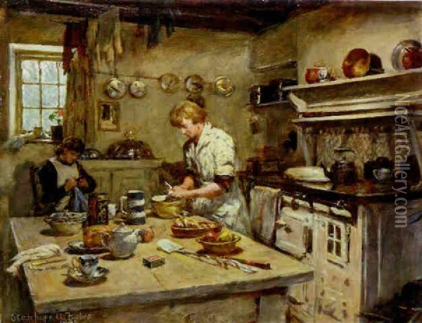 In The Kitchen Oil Painting - Stanhope Forbes