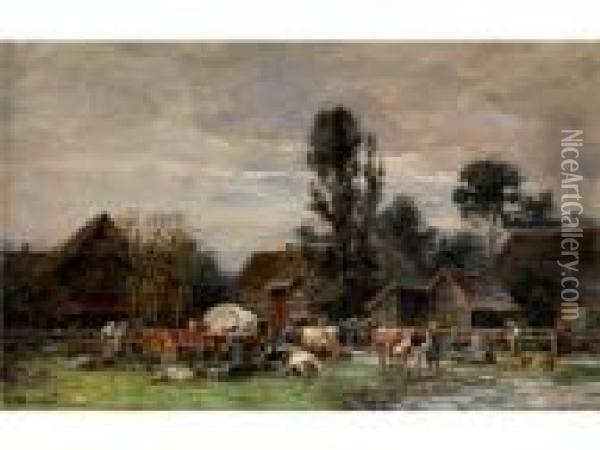 Der Viehmarkt Vor Dachau Oil Painting - Karl Stuhlmuller