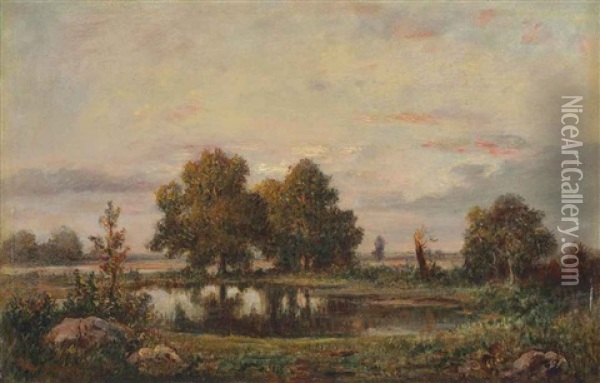 Campagne Pres De Fontainebleau Oil Painting - Theodore Rousseau