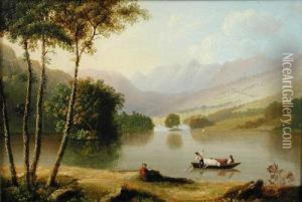 A View Ofderwentwater Oil On Panel 23 X 33cm Provenance: Private Collection Oil Painting - Daniel Alexander Williamson