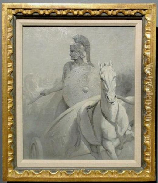 A Roman Charioteer Oil Painting - William Magrath