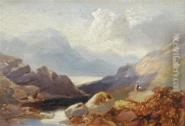 On The Mawddach, Cadr Idris, North Wales (+ 3 Others; 4 Works) Oil Painting - Joseph Horlor