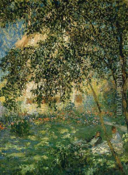 Relaxing In The Garden Argenteuil Oil Painting - Claude Oscar Monet
