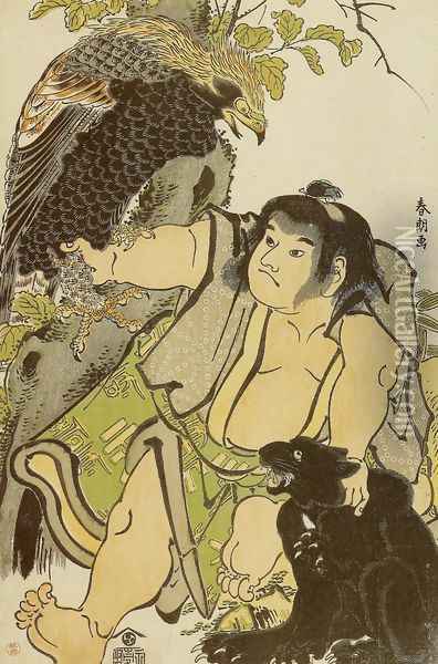Kintaro and the Wild Animals Oil Painting - Katsushika Hokusai