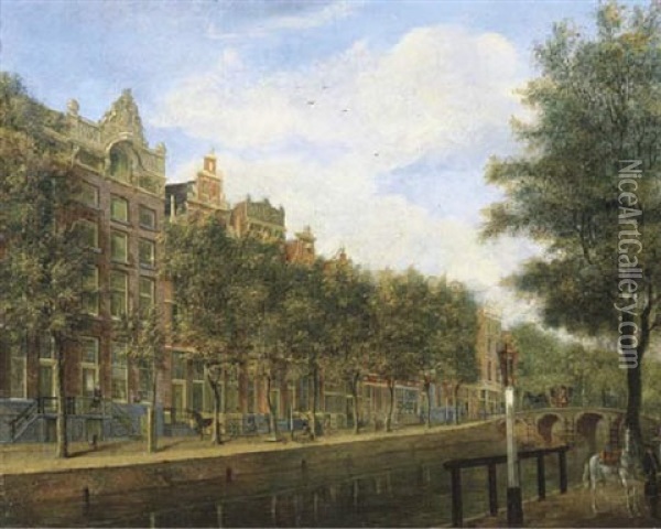 The Herengracht, Amsterdam, Looking Towards The Hartenstraat Oil Painting - Jan Ekels the Elder