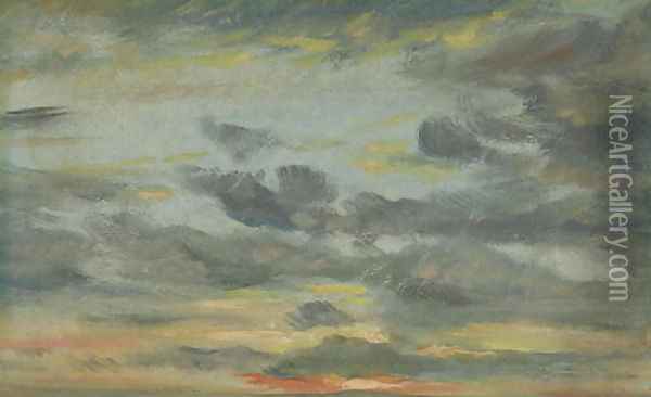 Sky Study, Sunset, 1821-22 Oil Painting - John Constable