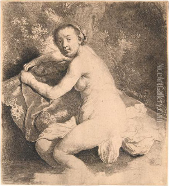 Diana At The Bath. Oil Painting - Rembrandt Van Rijn